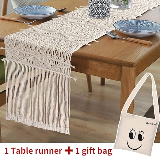 Amazon Com Aerwo Macrame Table Runner Handwoven Boho Table Runner