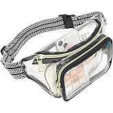 YBO Clear Fanny Pack Stadium Approved Clear Bag for Stadium Events, Transparent Waist Crossbody Sport Concert Bag, Black