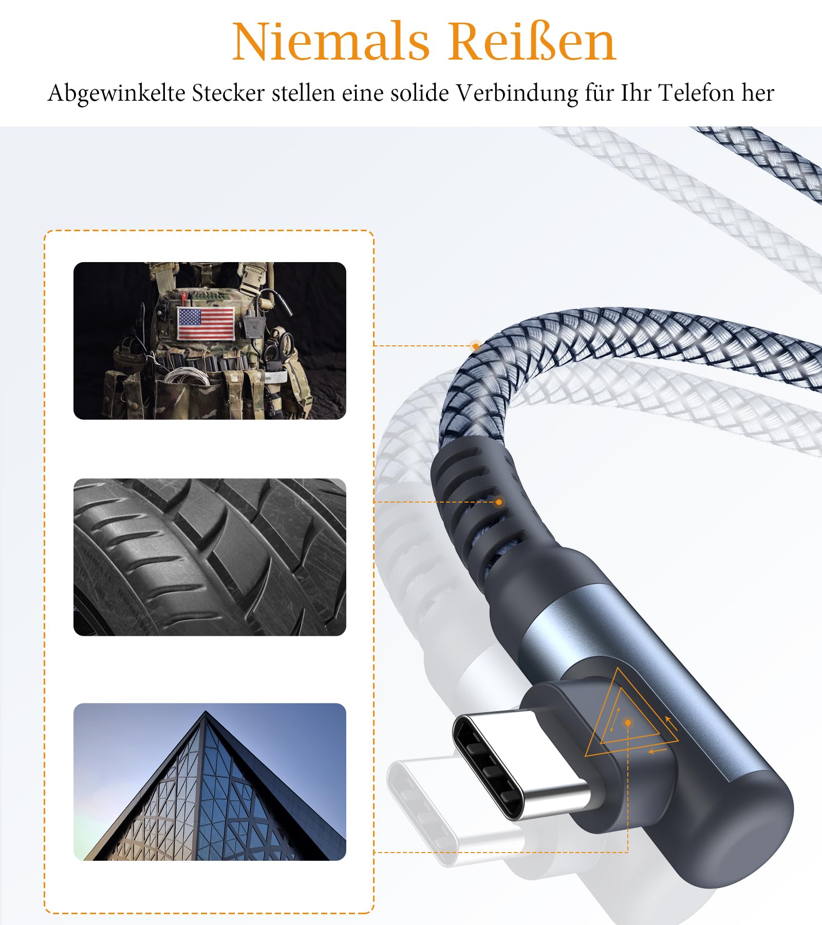 USB C Kabel 3.1A Schnellladung [2Stück 2m], Ladekabel USB C Winkel Type C Kabel Nylon für i Phone 17 16 15 Pro Max,Samsung S26 S25 S24 S23 S22,S21,S20 S10 S9,S8,Note20,M31 M30s M20,A72 A71 A52 A51 4