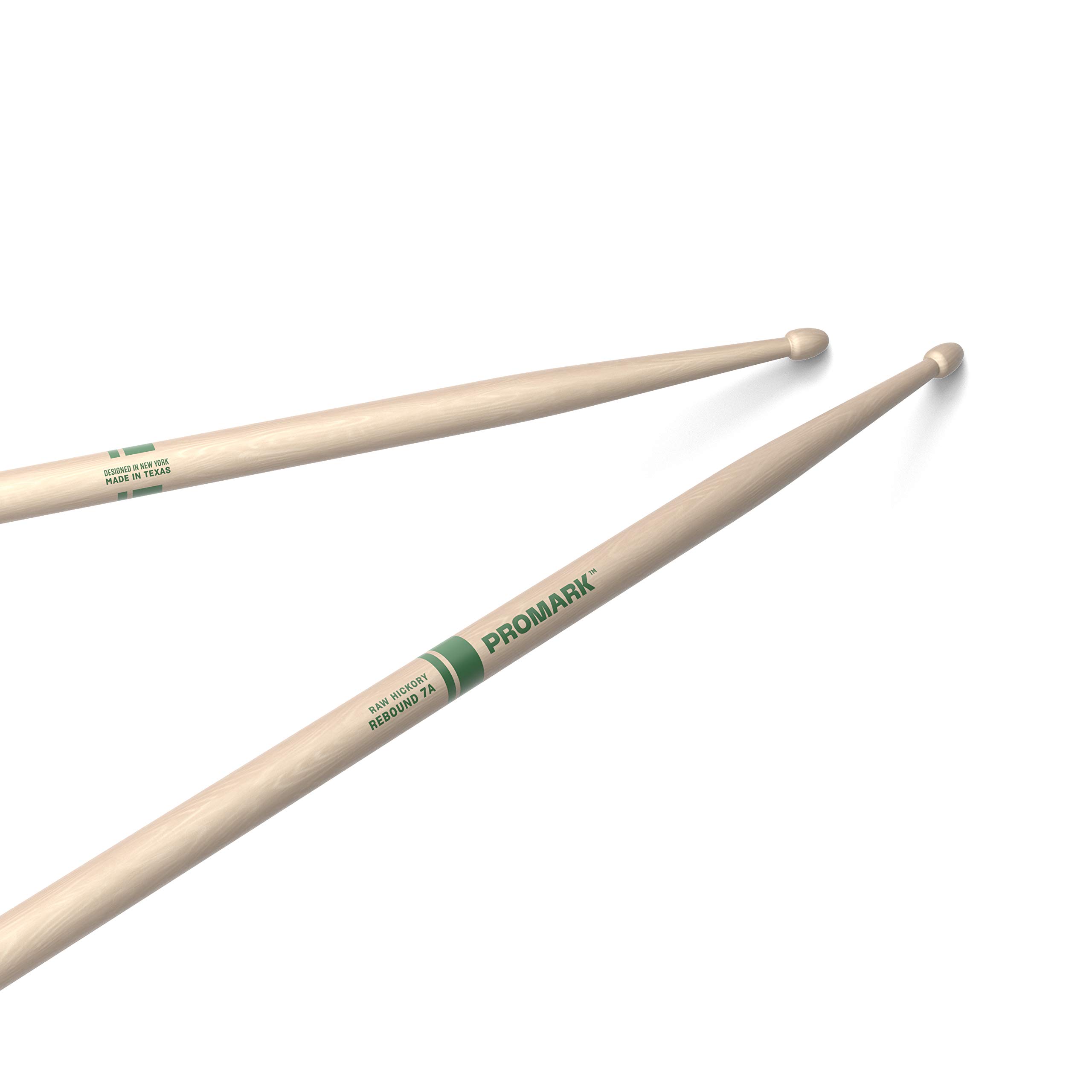 ProMark Rebound 7A Raw Hickory Drumsticks, Acorn Wood Tip, Unfinished, 1 Pair