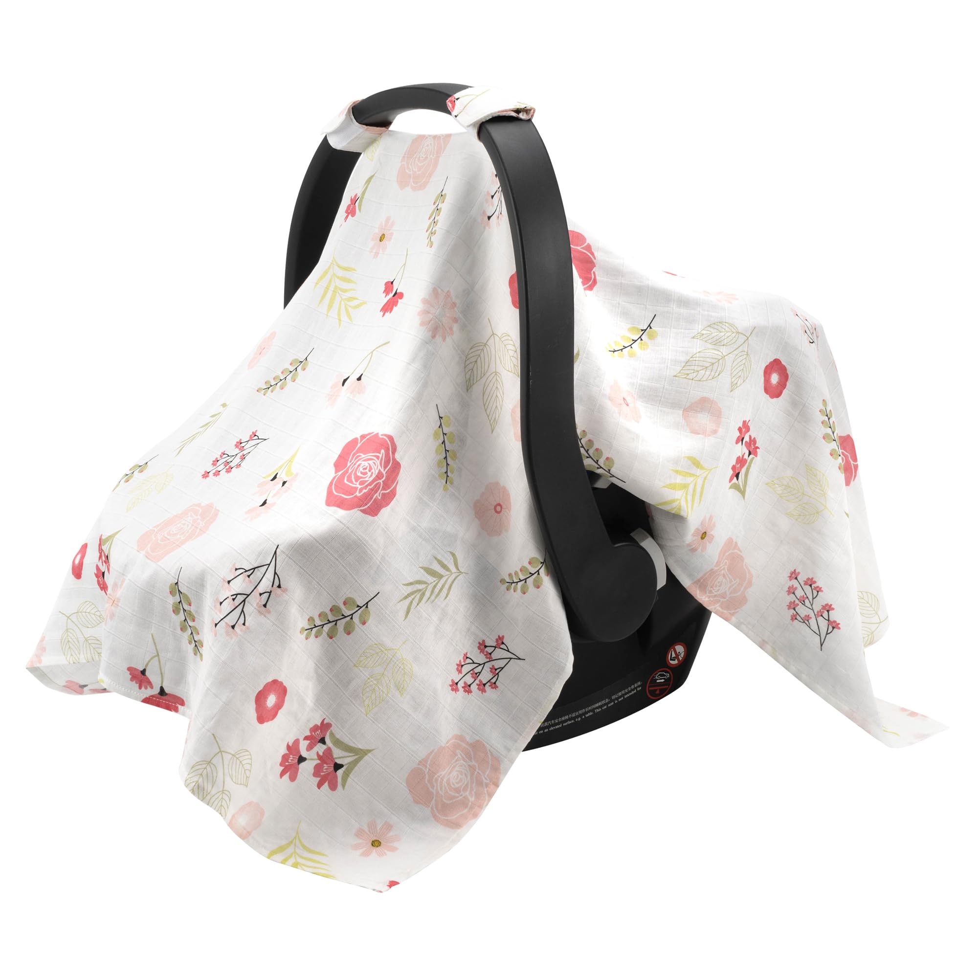 Photo 1 of SERAPHY Muslin Car Seat Covers for Babies, Breathable Baby Car Seat Cover for Boys and Girls, Cotton Infant Carseat Canopy Covers -Flowers