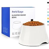 Petvillage Dog Bowls,Cone Friendly Non Slip Single Dog Bowl with Stainless Steel Inner, Raised Bowls for Small Dogs Spaniel Dogs Long Ear, High Capacity, M/2 Cup White