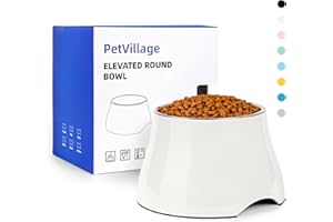 Petvillage Dog Bowls,Cone Friendly Non Slip Single Dog Bowl with Stainless Steel Inner, Raised Bowls for Small Dogs Spaniel Dogs Long Ear, High Capacity, M/2 Cup White