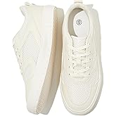 FRACORA Womens White Tennis Shoes Low Top PU Leather Sneakers Lace Up Walking Shoe