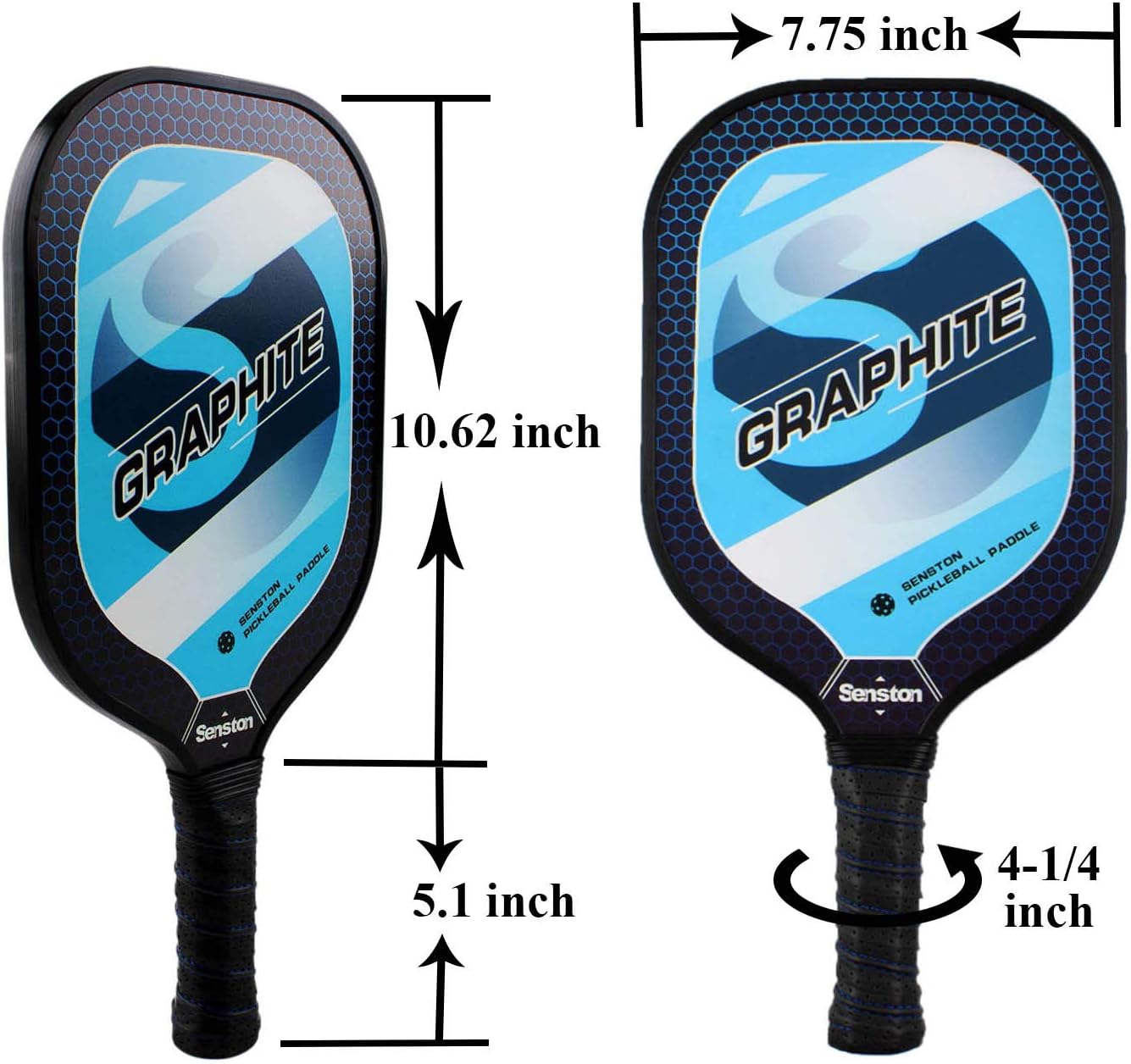 Senston Graphite Pickleball Paddles Set of 4 Lightweight Composite Pickleball Racket with Graphite Carbon Fiber Face/Polymer Honeycombed Core Pickleball Racquets Set with 4 Pickleball Balls : Sports & Outdoors