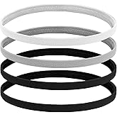 Molain Thin Headbands For Women 4 PCS Non Slip Workout Sweatbands Elastic Sports Headband Sweatband Athletic Running Sport Soccer Womens Stretchy Yoga Skinny Headband Elastic Hair Bands