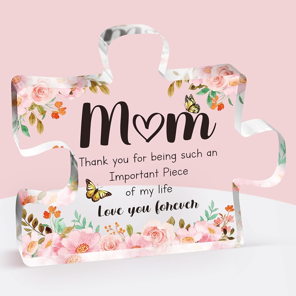 Buioata Mum Birthday Gifts Acrylic Block Puzzle with Engraved Message 3.3 x 3.9