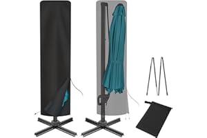 uHousDeco Cantilever Umbrella Covers for Outdoor Umbrellas 9ft to 12ft, Oxford Fabric Patio Umbrella Cover Waterproof for Offset Square Parasol Banana Umbrellas, Black