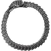 HAQUIL Viking Serpent Bracelet, Antique Oxidized Steel Ouroboros Jormungandr Link Bracelet, Viking Jewelry Gift for Men