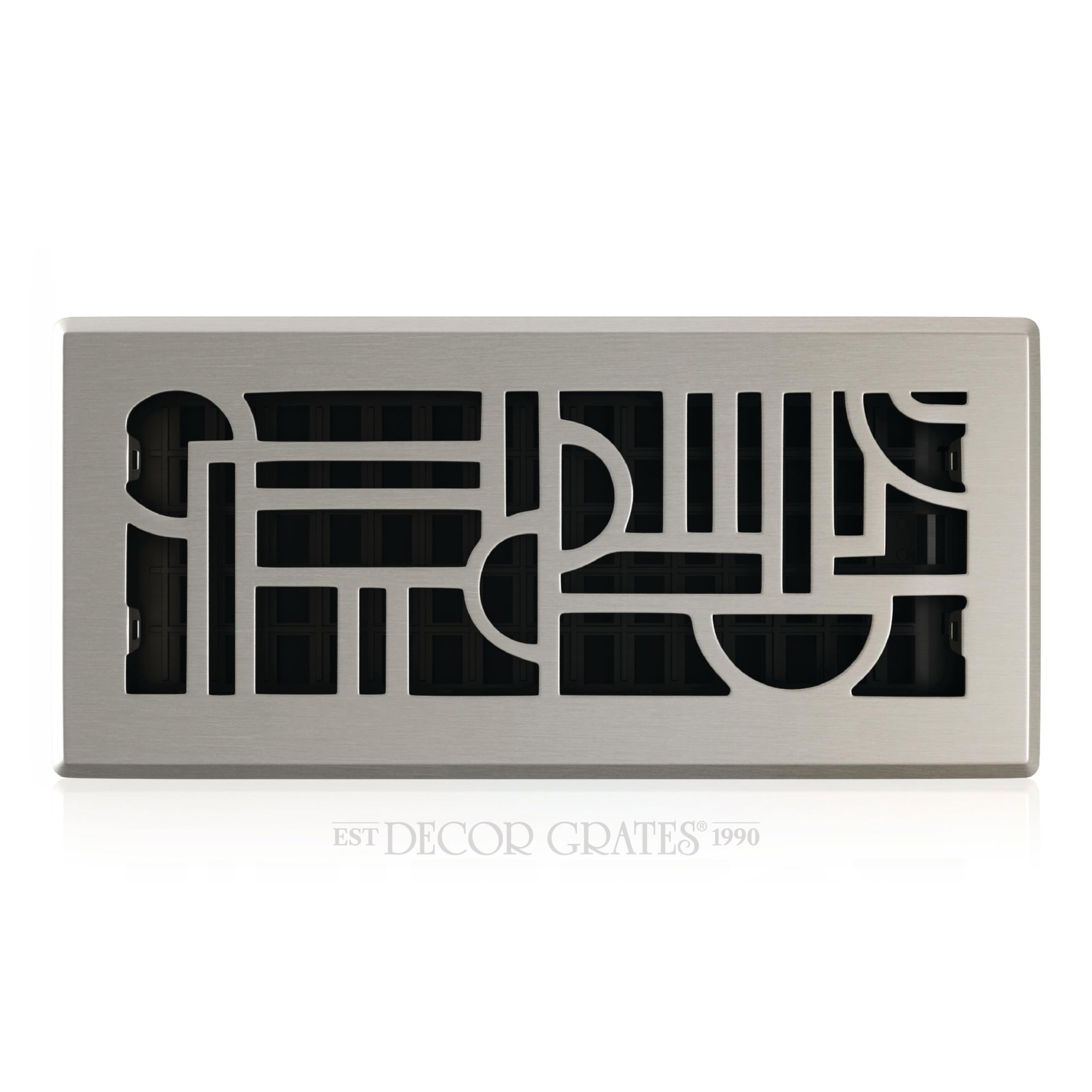 Decor Grates ADH410-NKL Art DECO Floor Register, Brushed Nickel, 4-Inch By 10-Inch