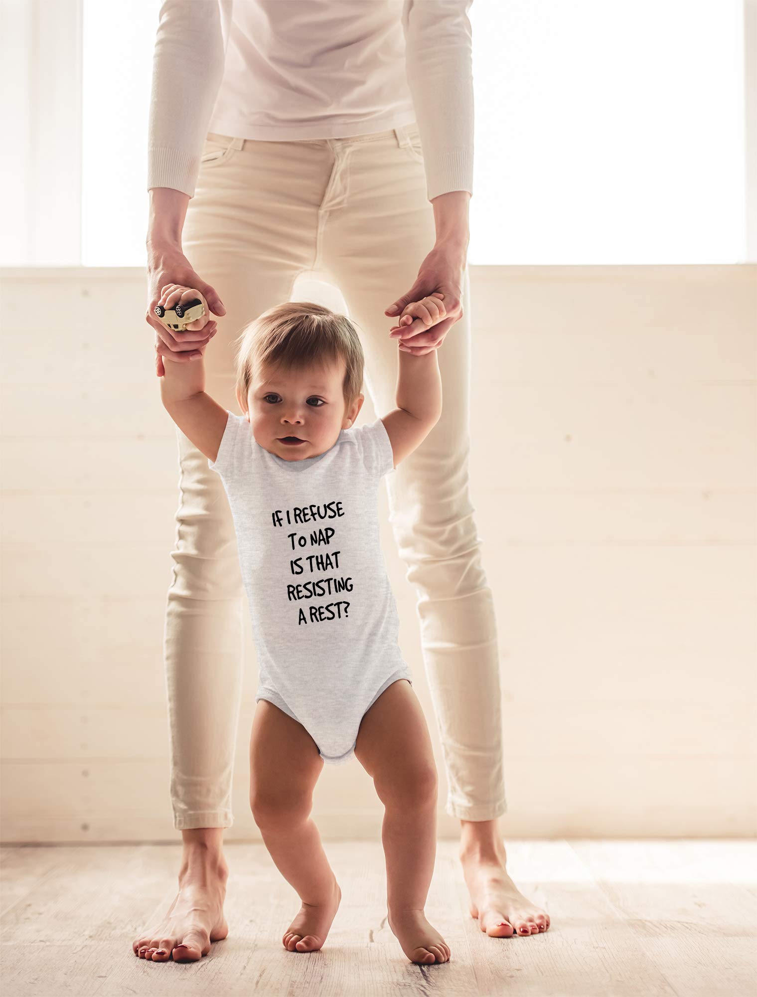 CBTwear If I Refuse To Nap Is That Resisting Baby Bodysuit Adorable Boy Girl Romper Clothing (6 Months, Heather Grey)