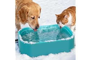 IPOW Extra Large Heated Water Bowl with 5 Layers Design for Heating & Heat Preservation Provides Drinkable Water & Food in Winter Heated Pet Bowl for Cat Rabbit Chicken Duck Squirrel, 194 fl oz