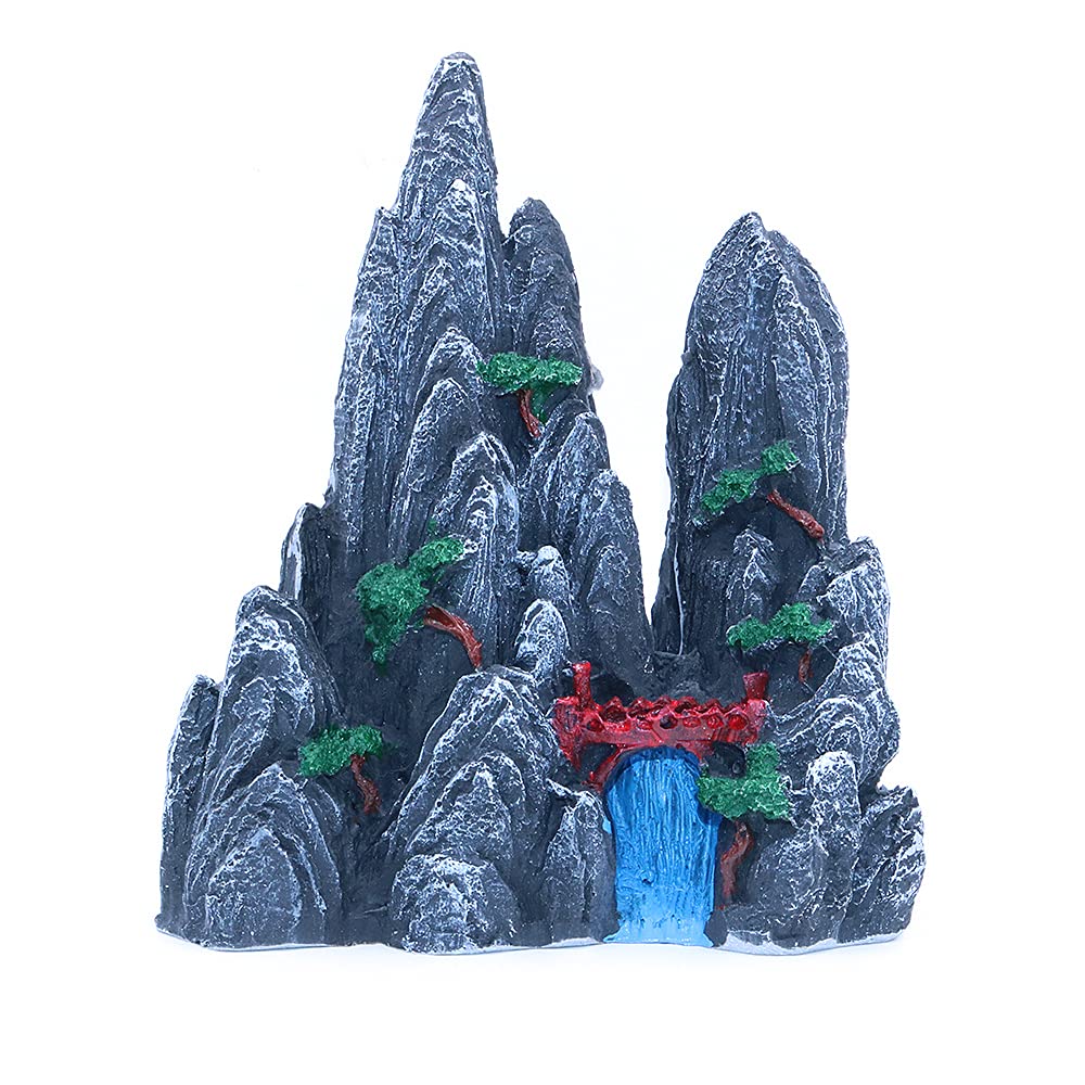 Tiardey Simulation Mountain View Stone Ornament Black landscape Landscape, Large Aquarium Ornament Rock Artificial Fish Tank Decoration