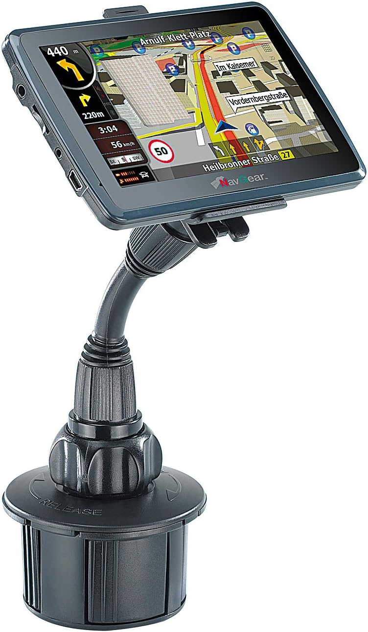 NavGear Holder for sat nav in the car: sat nav gooseneck holder for car drink holder (navigation device holder).