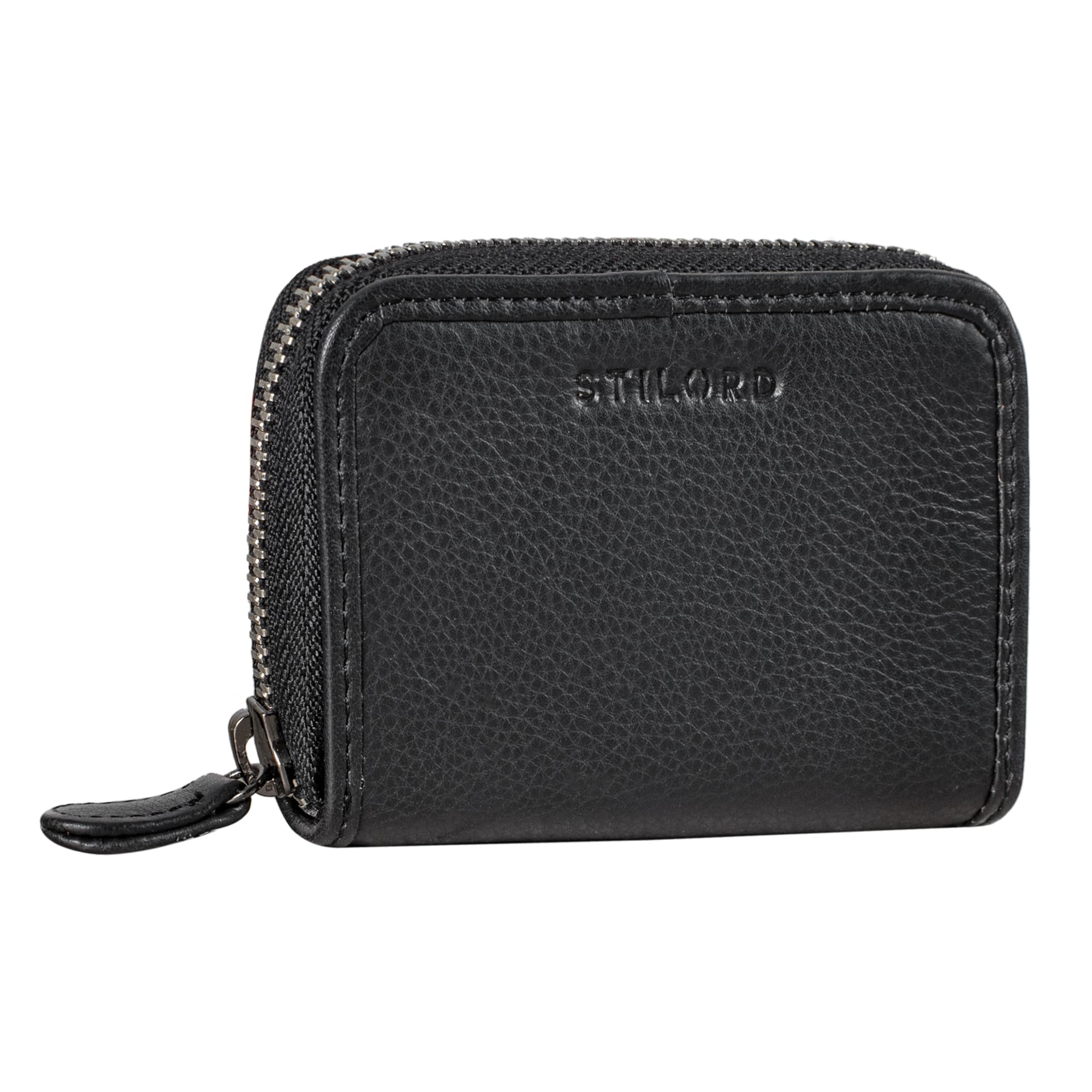 STILORD 'Vanja' Leather Key Case Vintage Key Pouch Mini Card Holder with RFID Protection Small Wallet Pocket Organiser in Genuine Leather, Colour:Black