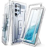 SUPCASE for Samsung Galaxy S22 Ultra Case with Stand (Unicorn Beetle Pro), [Built-in Front Frame & Belt-Clip] [Military-Grade Protection] Full-Body Rugged Phone Case for Galaxy S22 Ultra, Frost Clear