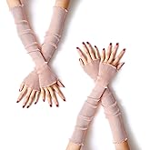 MUYDZ 2 Pair Women's Long Arm Sleeves with Lace Mesh Tulle, Cooling and Warming Dual Purpose Sun Sleeves for Women, Girls