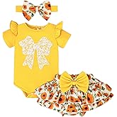 Baby Girl Clothes Summer Outfits Newborn Ruffle Sleeve Romper Infant Flower Shorts Set with Headband 0-18 Months