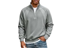 Mens Quarter Zip Sweatshirt Casual Thermal Long Sleeves Pullover Tops Loose Fashion Stand Collar Sweater Shirts