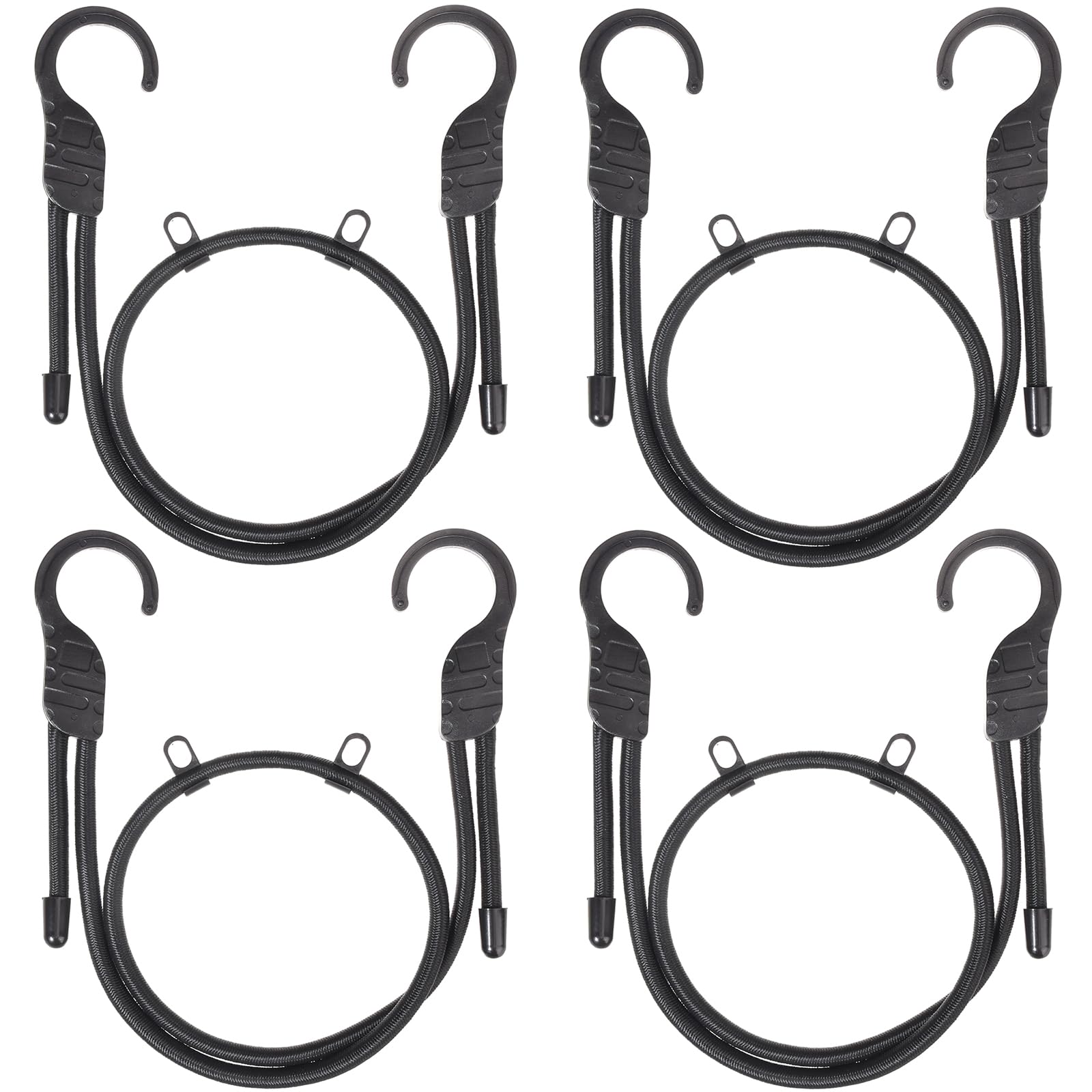 GGXZHT 4 Pack Bungee Cords with Hooks Black bungee cords,Heavy Duty Adjustable Straps with Buckle Hooks for Car,Bike Rack,Tent, Tarpaulin,Luggage,Travel