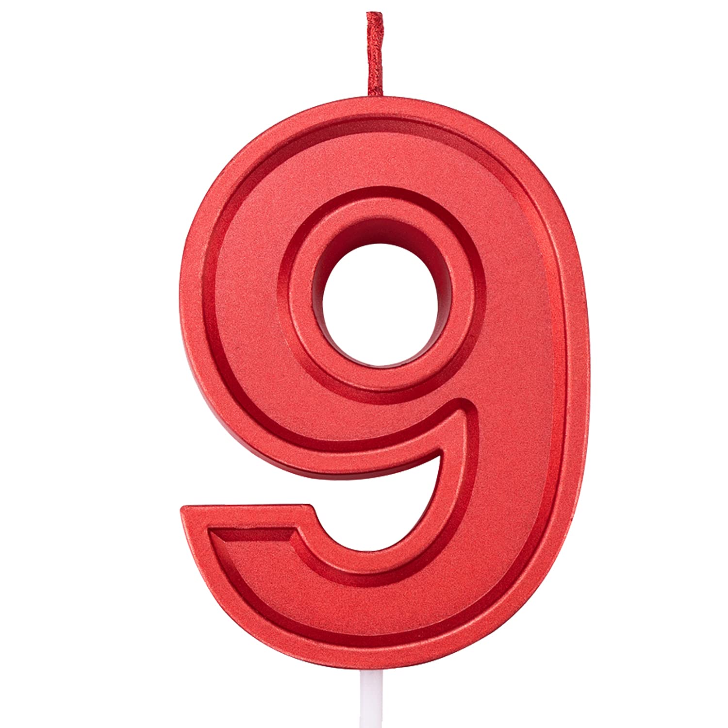 Photo 1 of 2.75in Large Size Happy Birthday Metallic Red 9 Candles, Red Color Happy Birthday Cake Cupcake Toppers Decoration and Celebrating for Adults/Kids Party Baking (2.75in Metallic Red Number 9)