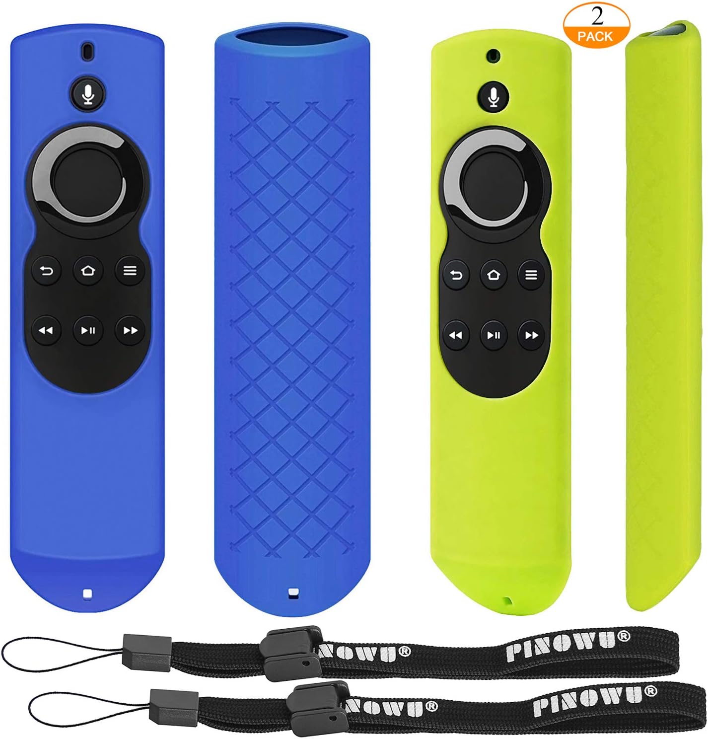 [2 Pack] Silicone Anti-slip Cover Compatible with Fire TV with 4K Alexa Voice Remote (2017 Edition 2nd Gen) / Fire TV Stick Alexa Voice Remote 5.9inch (Blue+Green) (Not for Stick 4K)