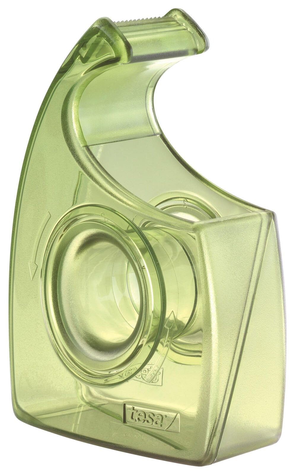tesa Hand Dispenser Easy Cut Recycled - Ergonomic Hand Dispenser - housing 100% Recycled Plastic from Production residues - Green - up to 33 m x 19 mm