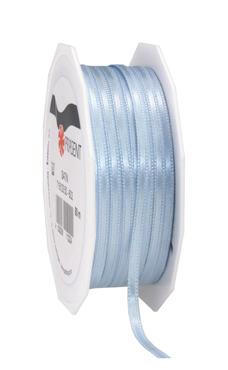 C.E. Pattberg SATIN light blue gift ribbon, 55 yards for Wrapping Gifts, 0.12 inches width, Ribbon for Decorating & Crafting, Decorative Ribbon for Gifts, for every occasion