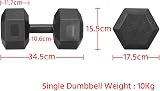 Yaheetech 2x10kg Dumbbells Set Hex Head PVC Coated Non Slip Grips view 3