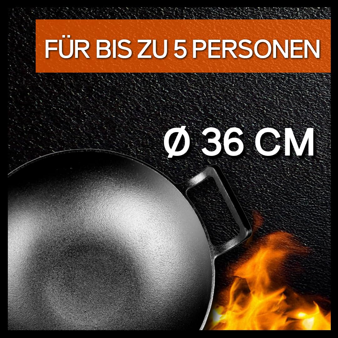 Grillschweine Wok (36 cm) - Gusseiserne Pfanne - Dutch Pfanne für den Grill 3