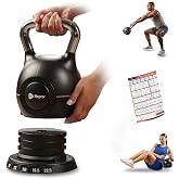 Lifepro Powerflow Plus Adjustable Kettlebell 7 in 1 up to 44 lbs | Quick-adjust dial anti-slip grip space-saving hand weights