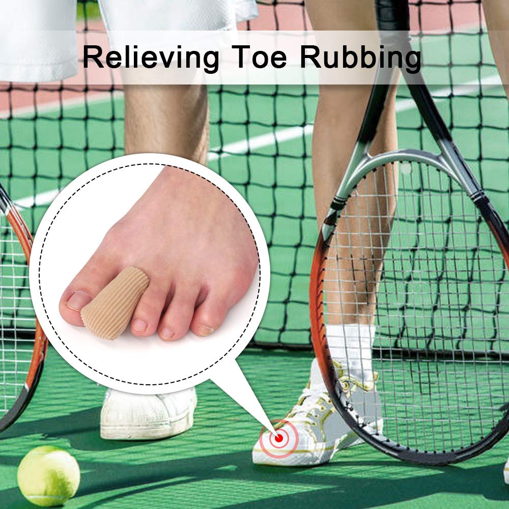 Skyfoot’s Toe Caps Fabric Lined with Silicone Gel Sleeves Protectors - 3 Pack Cuttable Gel Toe Covers For Bunion, Hammer Toe, Blister, Corn (Medium 3/4\