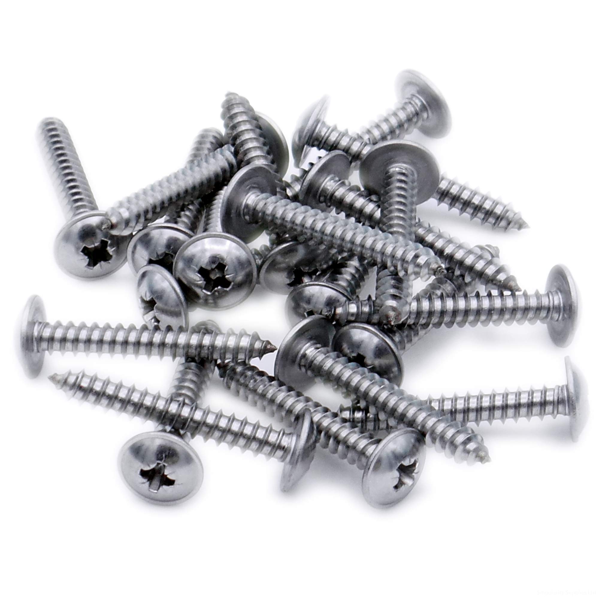 No.8 x 0.625 (4.2mm x 16mm) Pozi Flanged Self-Tapping Screw - Stainless Steel (A2) (Pack of 20)