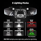 Lepro Head Torch 2 Pack 6 Modes IPX4 Waterproof AAA Battery Powered Headlamp view 3