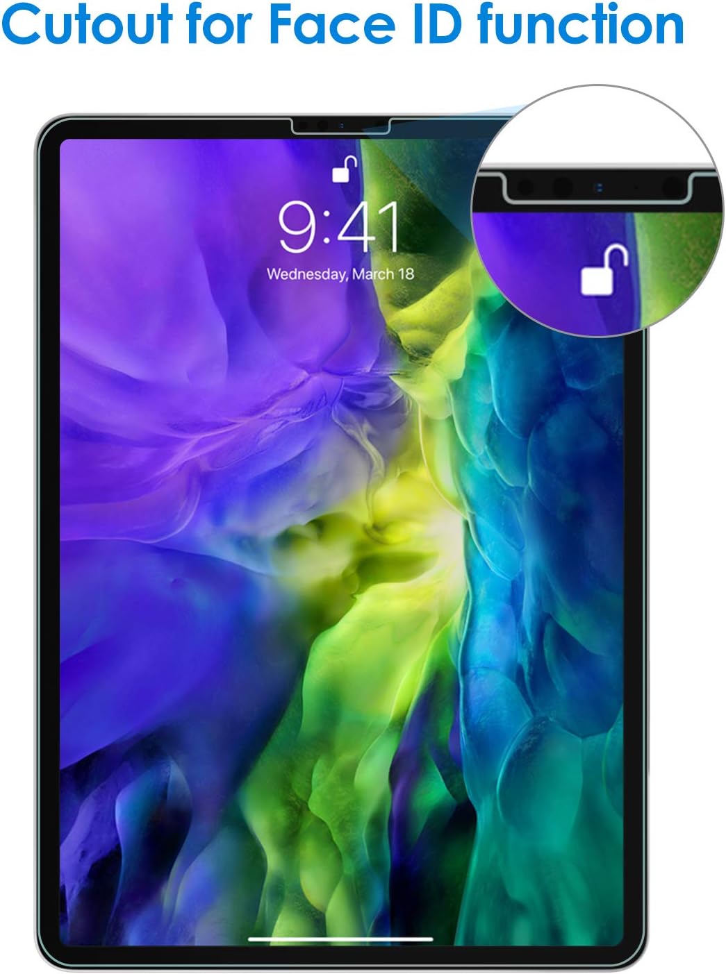 JETech 2-Pack Screen Protector for iPad Air 4 10.9-Inch, iPad Pro 11-Inch (2020 and 2018 Release Edge to Edge Liquid Retina Display), Face ID Compatible, Tempered Glass Film: Electronics
