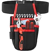 Small Tool Pouch with Belt Clip, Tool Belt, Collapsible Tool Tote, Electrician Tool Pouch, Tool Belts for Men, Utility Pouch with Adjustable Belt for Electrician,Carpenter,Construction (Red)