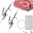 Electric Meat Injector Gun Pump with Hose, Stainless Steel Marinade Injector Syringe 70W with 10 Needles for BBQ, Turkey, Pork, Beef (Double Gun)