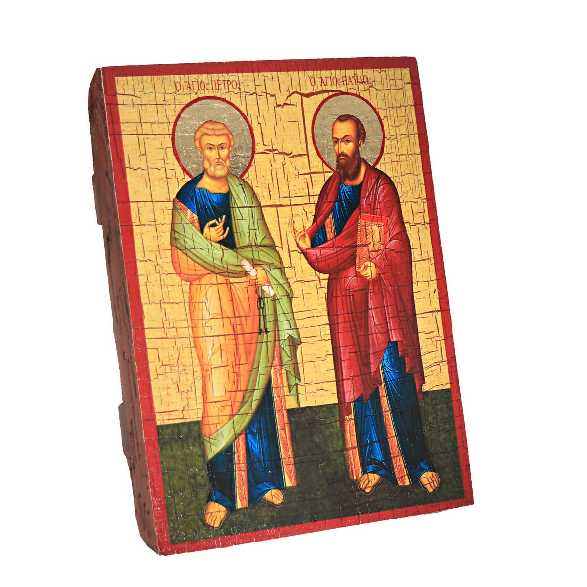 NKlaus Apostles Peter and Paul, Christian wood icon 16x12,5cm handmade 37043