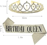 Leixi Queen Sash & Rhinestone Tiara Kit Gold Birthday Gift Set view 2