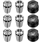Shimeyao 9 Pcs ER11 Collet Set 1/8'' + 1/4'' with Clamping Nut for CNC | Precision Spring Collets in Milling Lathe, High Carbon Steel ER11 Standard, Secure Grip for Engraving Machines