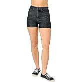Judy Blue Women's High-Rise Tummy Control Washed Black Denim Shorts