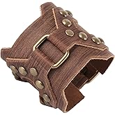 HZMAN Adjustable Leather Bracelet for Men - Punk Style Wrist Support for Motorcycle Riding & Archery, Vintage Metal Cuff for Costume Parties