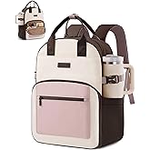 LOVEVOOK Laptop Backpack for Women - Stylish Work Backpack with Large Cup Holder, Waterproof College Teacher Backpack, Coffee, 15.6Inch
