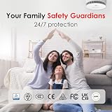 WISUALARM Smoke Alarm 10-Year Battery EN14604 Cert Fire Alarm with Test Silence view 7