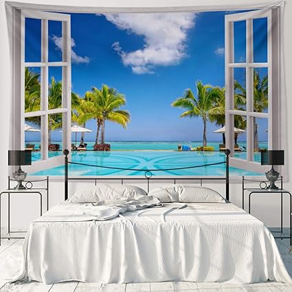 Hiyoo Home Nature Art Wall Hanging Fabric Tapestry Vibrant Colors Soft To Touch Decor For Party Dorm Room Bedroom Living Room 90 W X 60 H The