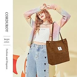 Women Corduroy Tote Bag, Shoulder Purses for Office