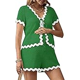 MakeMeChic Women's Maternity 2 Piece Outfits Summer V Neck Short Sleeve Tee Top and Shorts Set