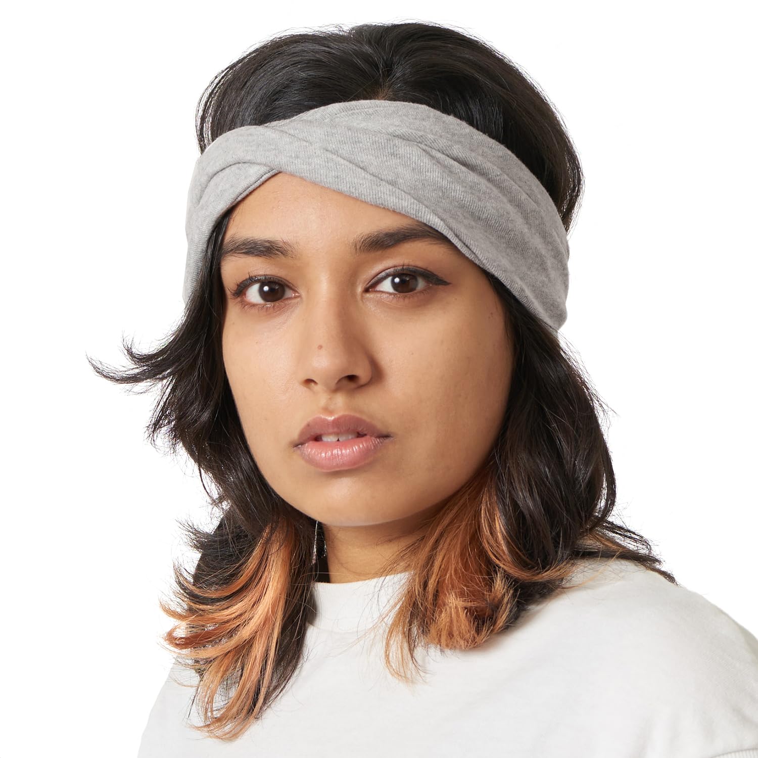 CHARM Womens Headband Hairband Bandana - Mens 100% Organic Cotton Yoga Hair Band Made in Japan Soft Chemo Head Wrap Sensitive Skin by Casualbox Light Grey