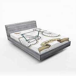 Lunarable Retro Fitted Sheet, Ride Your Bike Theme