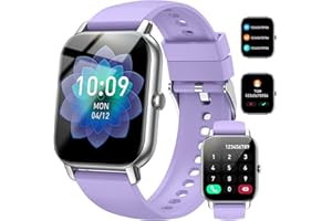 NERUNSA Smart Watch (Answer/Make Calls), 1.85" Smart Watches for Men Women 110+ Sport Modes Fitness Watch with Sleep Heart Rate Monitor, Pedometer, IP68 Waterproof for iOS Android Smartwatch, Silver Purple